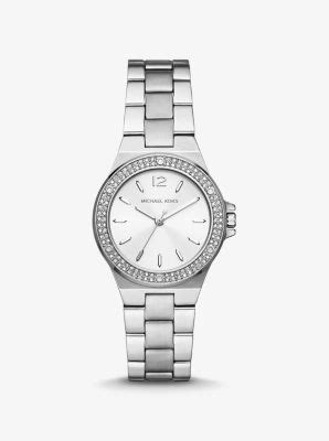 michael kors silver watch black face|Lennox Silver.